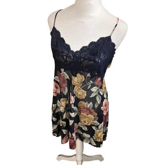 Victoria's Secret Floral Lace Chemise Nightgown Cross Back Adjustable Straps Siz - Picture 1 of 5